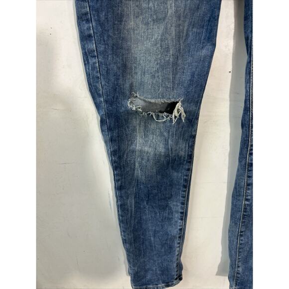 Levis Women's 13 Blue Denizen Ankle Skinny Stretch Low Rise Med Wash Grunge‎ - Picture 5 of 13